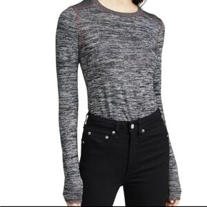 NWT Rag & Bone Avryl Space dye Long Sleeve Top - Black Heather
